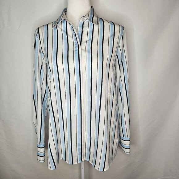 ZAC & Rachel Size Small Blue Stripe Button Down Long Shirt Soft Polyester Classi - Picture 1 of 7
